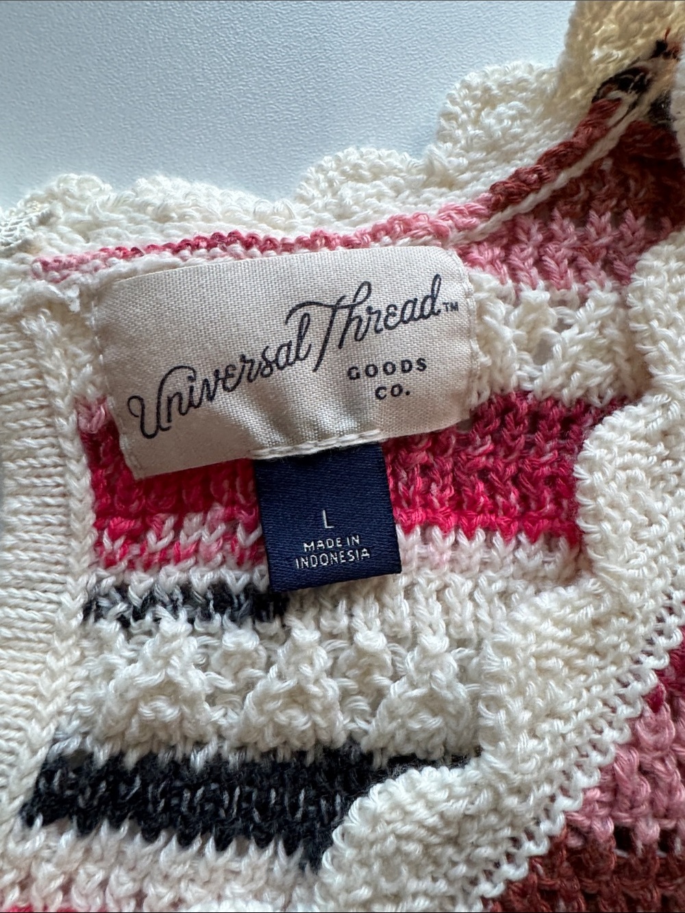 Universal Thread Crocheted Stripe Tank Top in Cream, Brown, Black Large - Picture 2 of 7